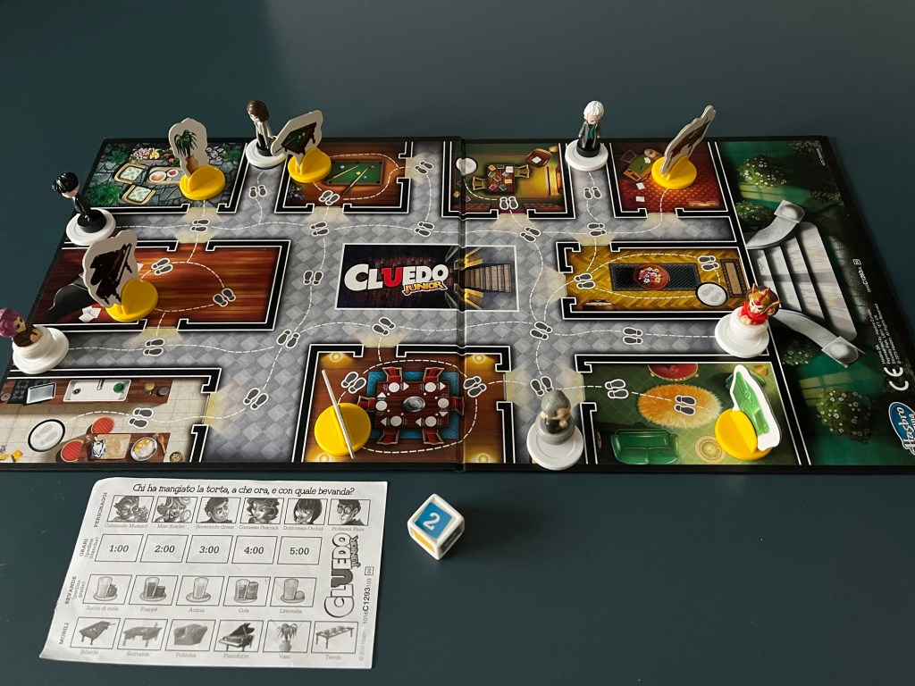 Tabellone Cluedo Junior, scheda, dado
